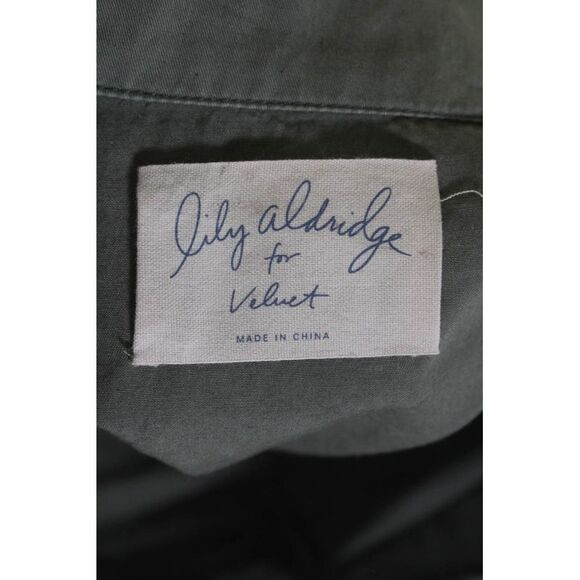 Lily Aldridge For Velvet Womens Cotton Collared Zip Up Cargo Jacket Green Size S - Picture 6 of 10